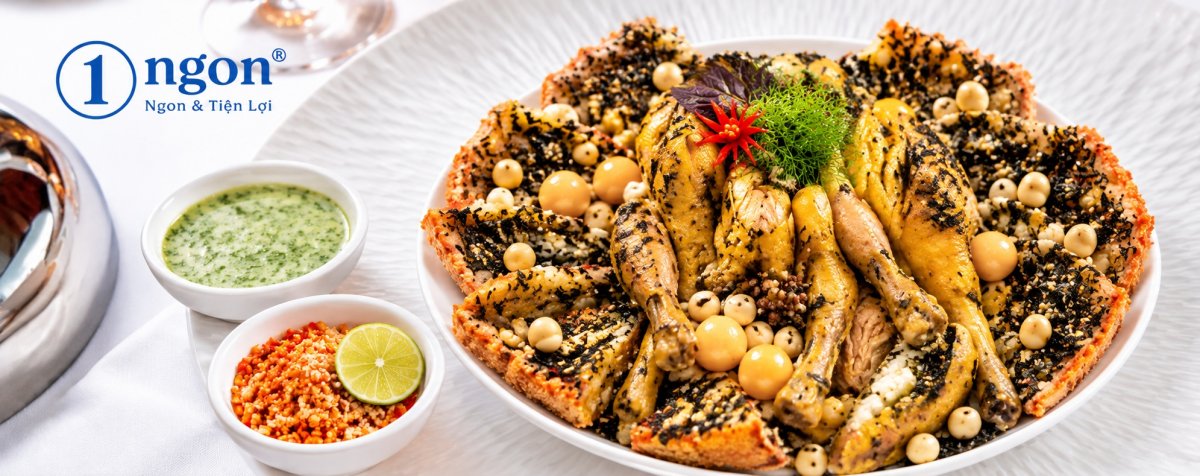 Gà ta bó xôi rong biển nước cốt dừa ôm hạt sen