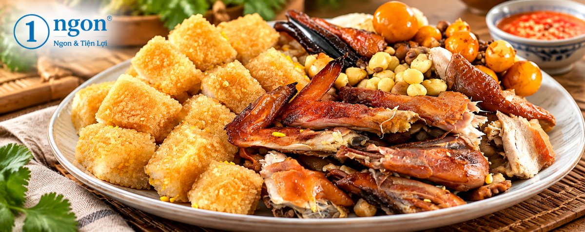 Gà ta nướng muối ớt bó xôi bắp non hạt sen