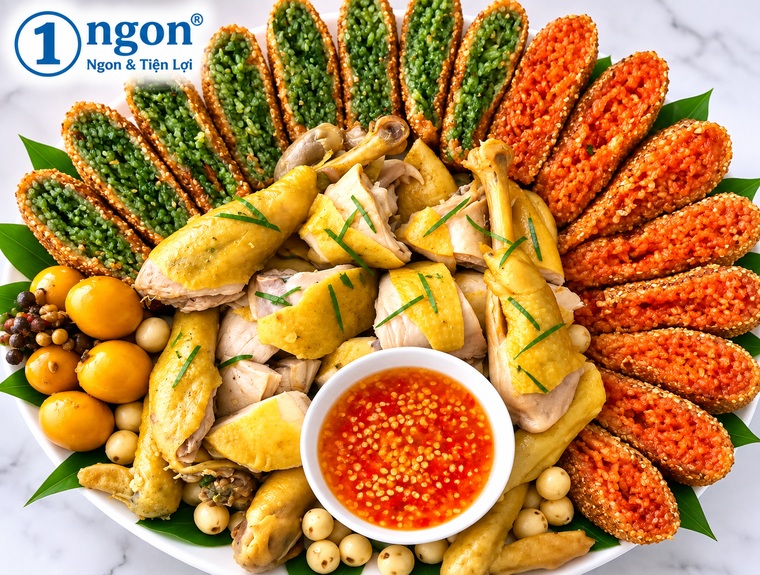 Gà ta bó xôi cốt dừa 2 vị ôm hạt sen