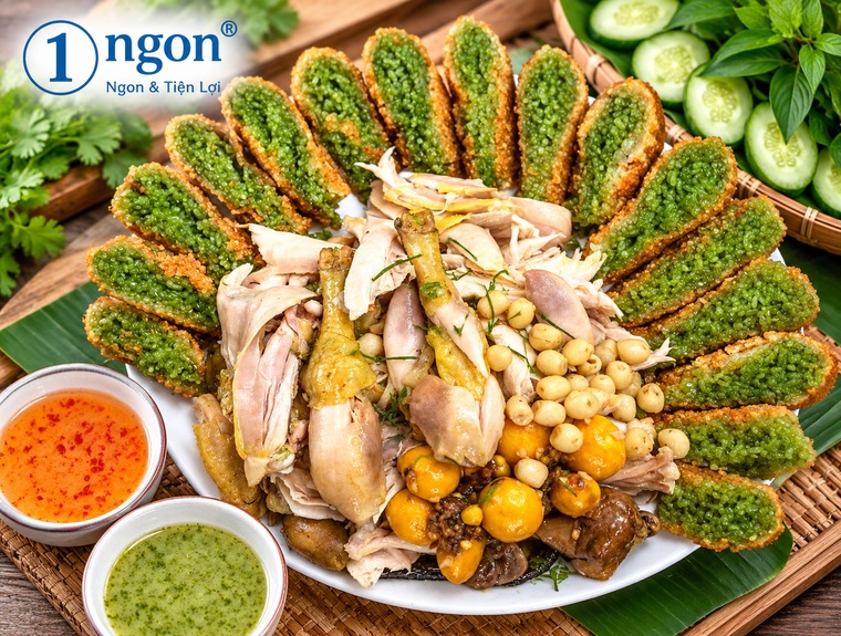 Gà ta bó xôi cốt dừa lá dứa hạt sen